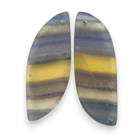 Fluorite pair of cabohones with holes 35x13 mm no S251