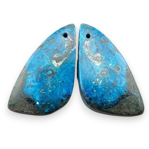 Shattuckite pair of cabohones with holes 31x16 mm no S184