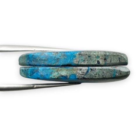 Shattuckite pair of cabohones with holes 31x16 mm no S184