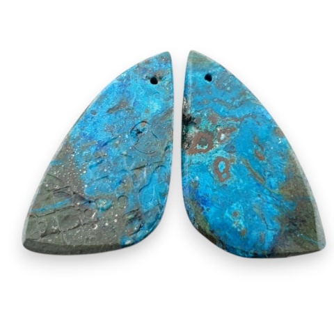 Shattuckite pair of cabohones with holes 31x16 mm no S184