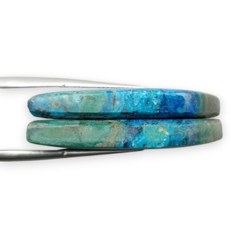 Shattuckite pair of cabohones with holes 33x13 mm no S182