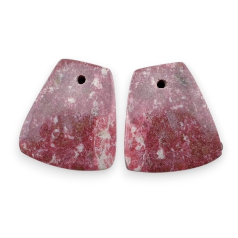 Thulite pair of cabohones with holes 17x16 mm no R716