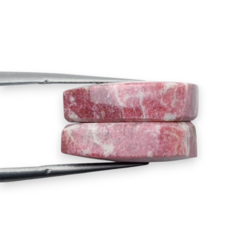 Thulite pair of cabohones with holes 17x16 mm no R716