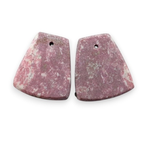 Thulite pair of cabohones with holes 17x16 mm no R716