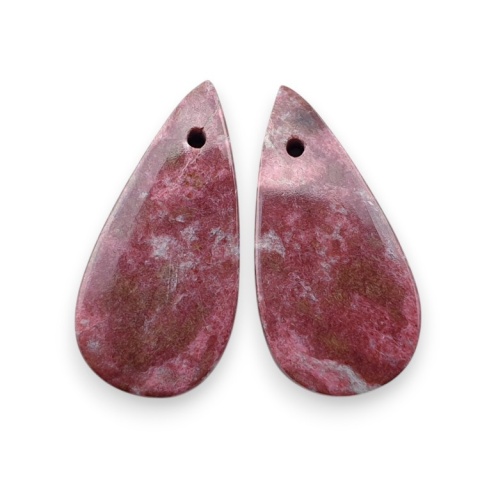 Thulite pair of cabohones with holes 21x11 mm no R722