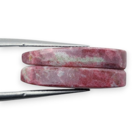 Thulite pair of cabohones with holes 21x11 mm no R722