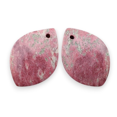 Thulite pair of cabohones with holes 21x15 mm no R724