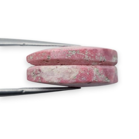 Thulite pair of cabohones with holes 21x15 mm no R724