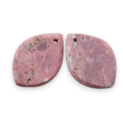 Thulite pair of cabohones with holes 21x15 mm no R724