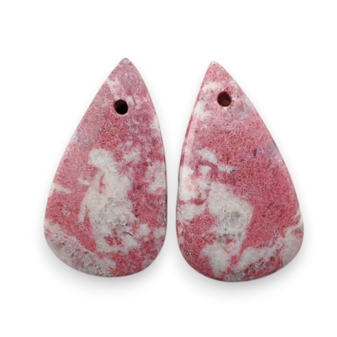 Thulite pair of cabohones with holes 22x12 mm no R738