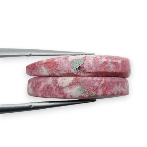 Thulite pair of cabohones with holes 22x12 mm no R738