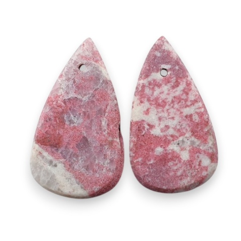 Thulite pair of cabohones with holes 22x12 mm no R738