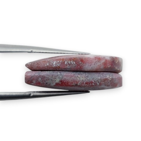 Thulite pair of cabohones with holes 23x13 mm no R682