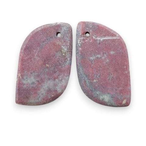 Thulite pair of cabohones with holes 23x13 mm no R682