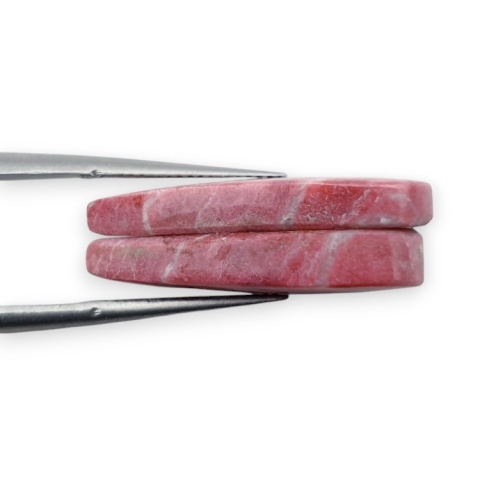 Thulite pair of cabohones with holes 24x11 mm no R733