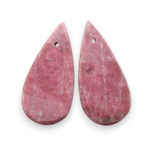 Thulite pair of cabohones with holes 24x11 mm no R733