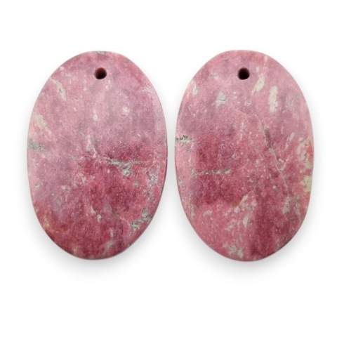 Thulite pair of cabohones with holes 24x16 mm no R673
