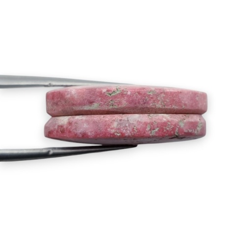 Thulite pair of cabohones with holes 24x16 mm no R673