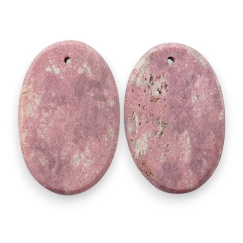 Thulite pair of cabohones with holes 24x16 mm no R673