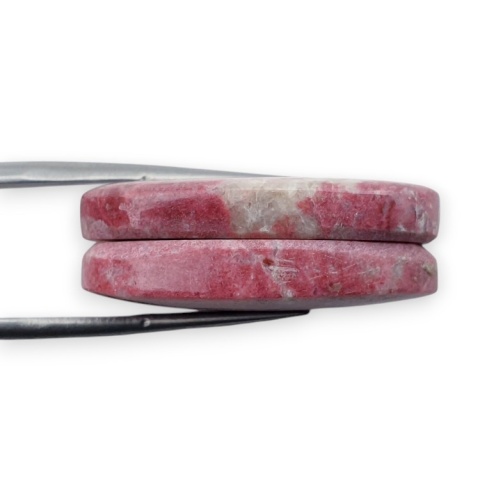 Thulite pair of cabohones with holes 28x18 mm no R680