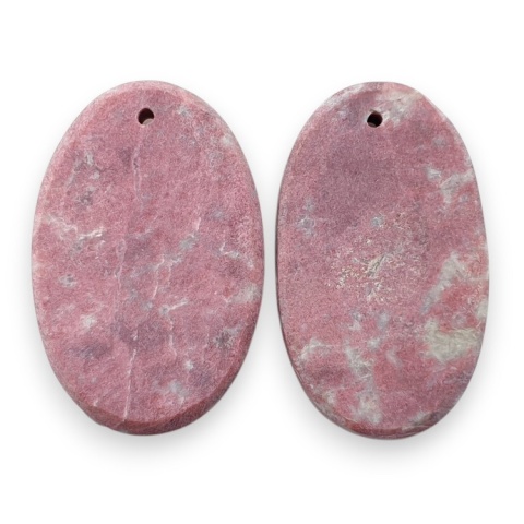 Thulite pair of cabohones with holes 28x18 mm no R680