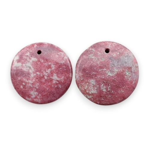 Thulite pair of cabohones with holes fi 19x mm no R706