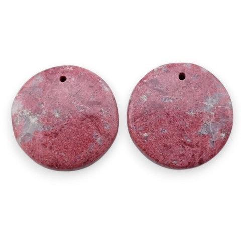Thulite pair of cabohones with holes fi 20x mm no R686