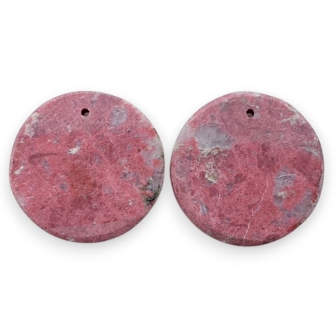 Thulite pair of cabohones with holes fi 20x mm no R686