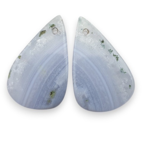 Blue lace agate pair of cabohones with holes 24x15 mm no R921