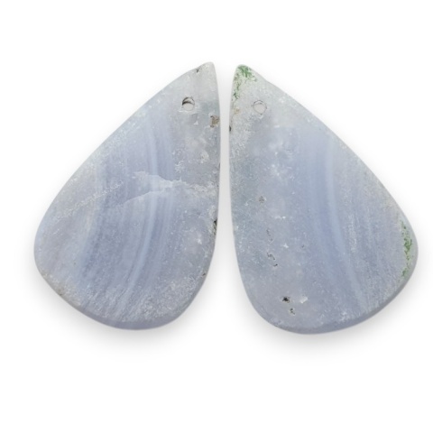 Blue lace agate pair of cabohones with holes 24x15 mm no R921