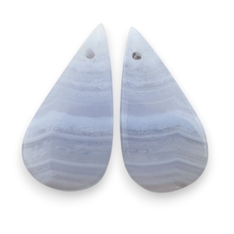 Blue lace agate pair of cabohones with holes 26x13 mm no R943