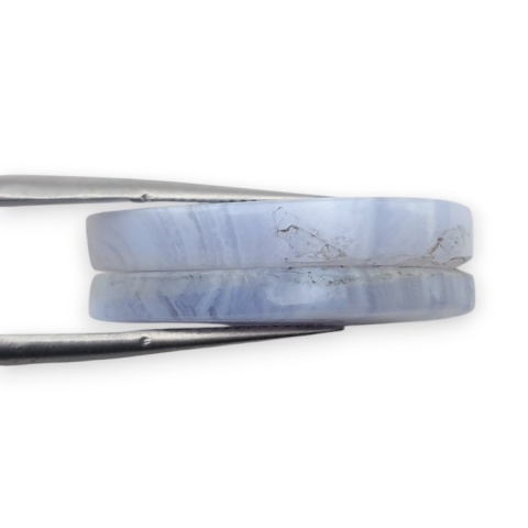 Blue lace agate pair of cabohones with holes 26x13 mm no R943