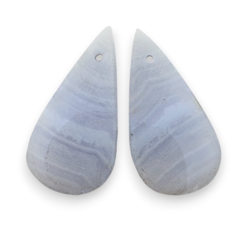 Blue lace agate pair of cabohones with holes 26x13 mm no R943