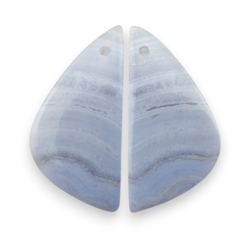 Blue lace agate pair of cabohones with holes 26x13 mm no R970