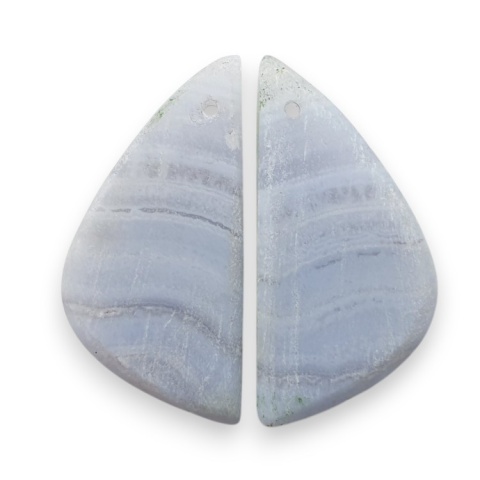Blue lace agate pair of cabohones with holes 26x13 mm no R970