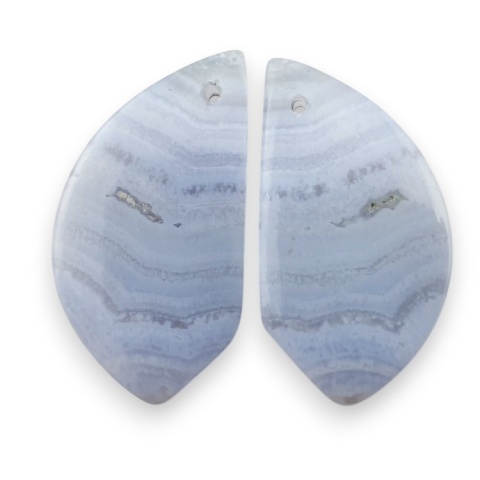 Blue lace agate pair of cabohones with holes 26x14 mm no R944