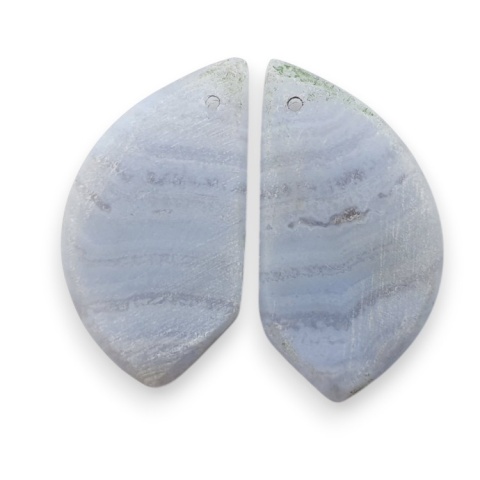 Blue lace agate pair of cabohones with holes 26x14 mm no R944