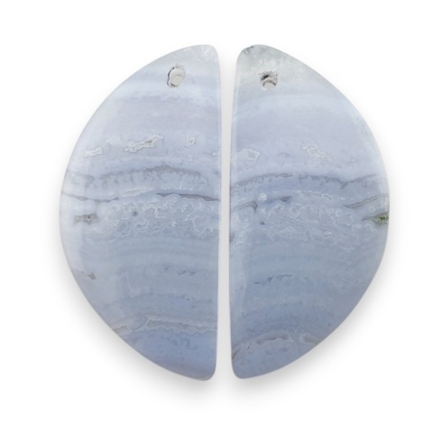 Blue lace agate pair of cabohones with holes 27x13 mm no R960