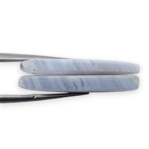 Blue lace agate pair of cabohones with holes 27x13 mm no R960