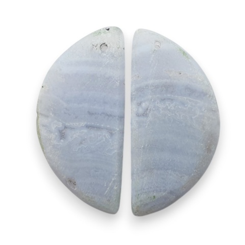 Blue lace agate pair of cabohones with holes 27x13 mm no R960