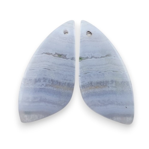 Blue lace agate pair of cabohones with holes 29x13 mm no R963