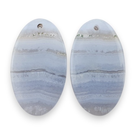 Blue lace agate pair of cabohones with holes 29x16 mm no R971