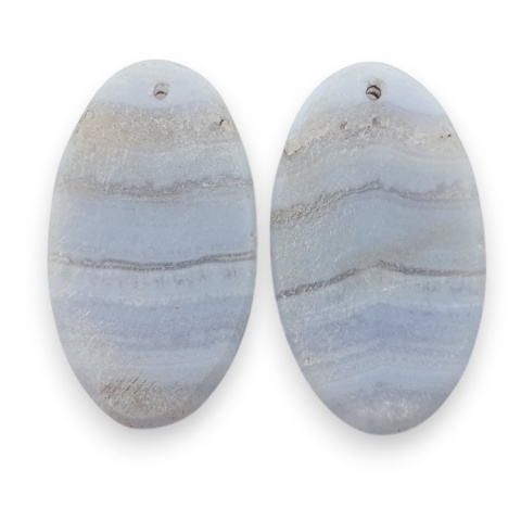 Blue lace agate pair of cabohones with holes 29x16 mm no R971