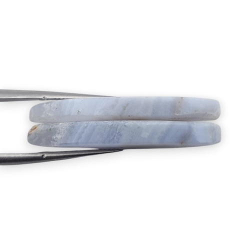 Blue lace agate pair of cabohones with holes 32x12 mm no R957