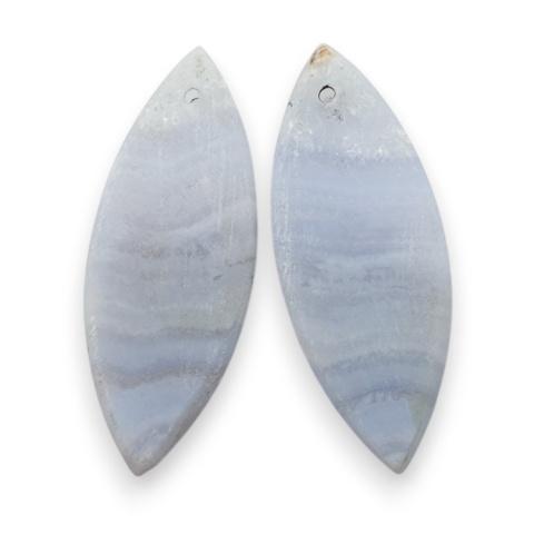Blue lace agate pair of cabohones with holes 32x12 mm no R957