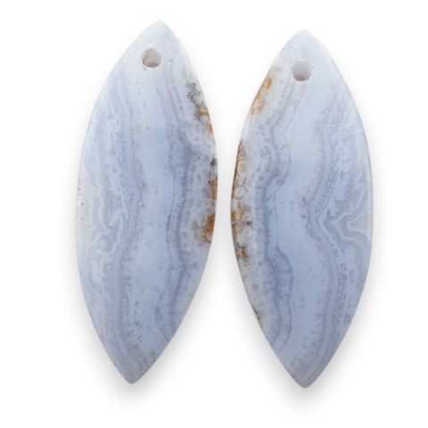 Blue lace agate pair of cabohones with holes 32x13 mm no R925