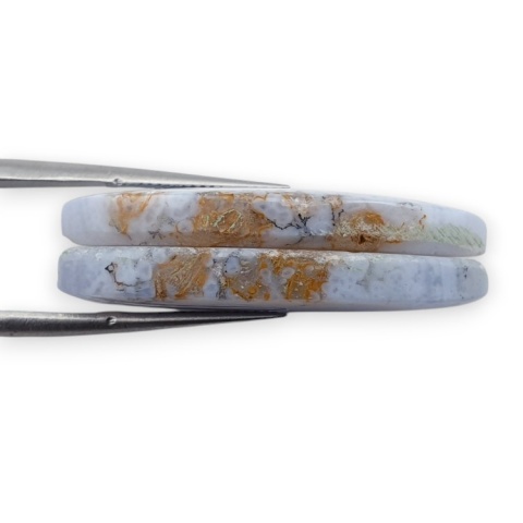 Blue lace agate pair of cabohones with holes 32x13 mm no R925