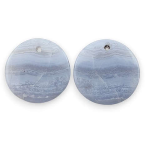 Blue lace agate pair of cabohones with holes fi 18x mm no R953
