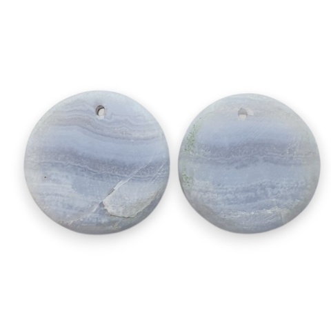 Blue lace agate pair of cabohones with holes fi 18x mm no R953