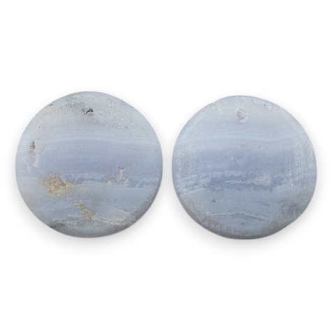 Blue lace agate pair of cabohones with holes fi 19x mm no R938